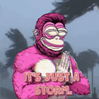 a pink gorilla with the words it 's just a storm