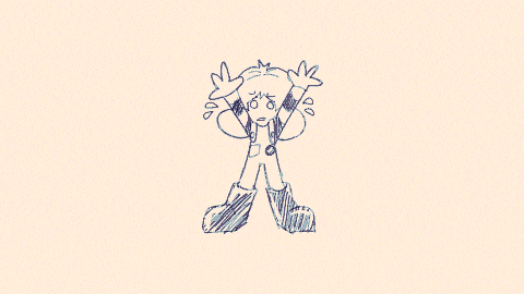 a drawing of a person with their arms up