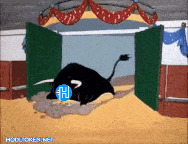 a cartoon of a bull in a ring with the words hodltoken.net