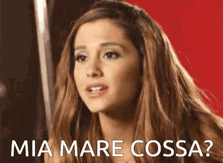 a woman with long brown hair says mia mare cosa