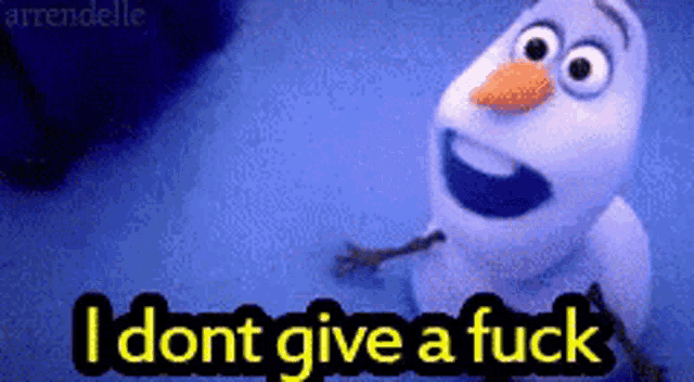 a snowman with the words i dont give a fuck written on it