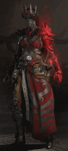 a video game character with a red cape and a crown on her head