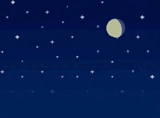 a cartoon drawing of a shooting star and a moon
