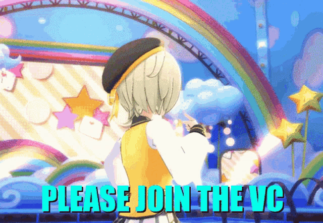 a cartoon of a girl dancing with the words please join the vc above her