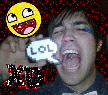 a man with his mouth open is holding a lol sign