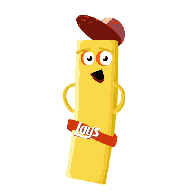 a cartoon illustration of a lays flavored potato chip