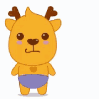 a cartoon deer is wearing a diaper and thinking about a bottle of milk .