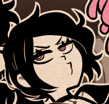 a cartoon drawing of a girl with black hair