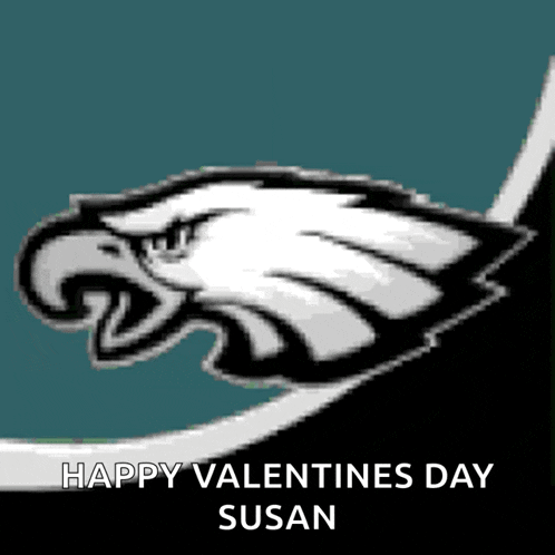 a philadelphia eagles logo on a blue background with the words happy valentines day susan