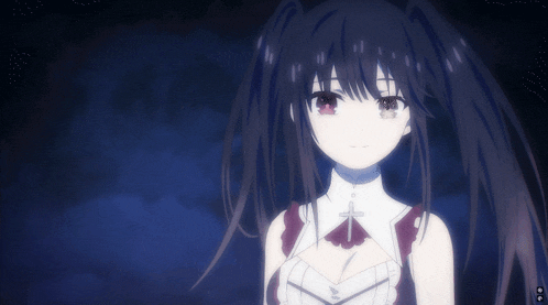 a girl with long black hair and a cross on her neck