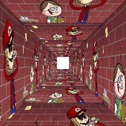 a cartoon of a man with a red hat that says ' nintendo '