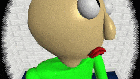 a pixelated cartoon character with a green shirt on