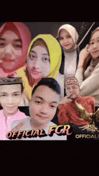 a collage of people with the words official fcr on the bottom right