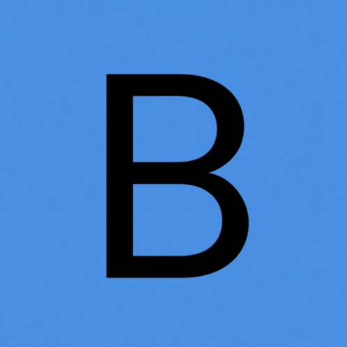a blue background with a black letter b