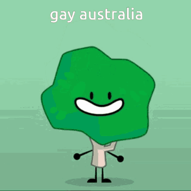 a cartoon drawing of a broccoli with the words gay australia on the bottom
