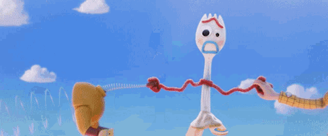woody from toy story stands next to buzz lightyear and forky