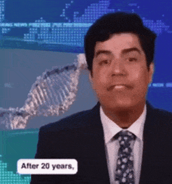 a man in a suit and tie is standing in front of a screen that says after 20 years ..
