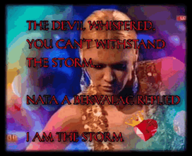 a picture of a woman with the words " the devil whispered " on it
