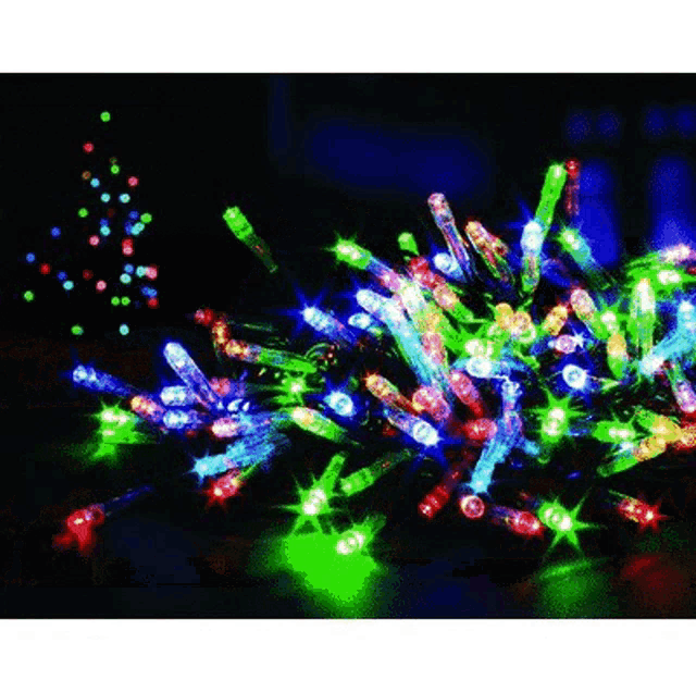 a bunch of colorful christmas lights on a string