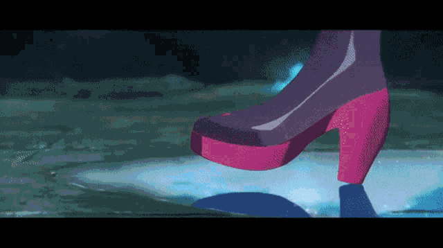 a cartoon drawing of a woman 's foot wearing a pink platform shoe
