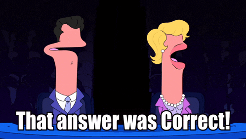a cartoon of a man and woman with the words that answer was correct below them