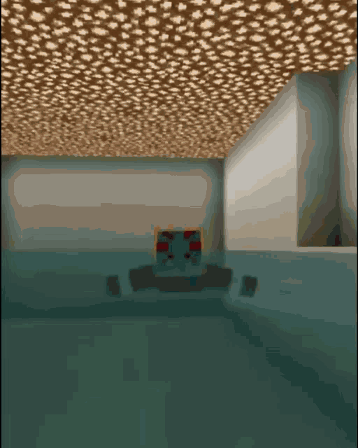 a pixel art ceiling with a cross in the middle of it