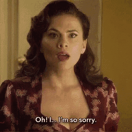 a woman in a floral dress is talking and says `` oh ! i 'm so sorry '' .