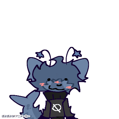 a drawing of a cartoon character with a shark tail and a hoodie with the letter q on it