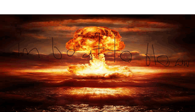 a picture of a nuclear explosion with the words i 'm born to blow written below it