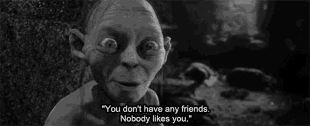 a black and white image of gollum from the lord of the rings