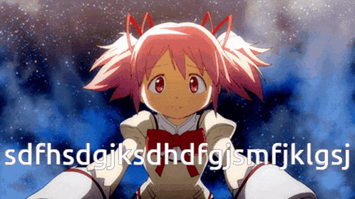 a picture of a pink haired anime girl with the letters sdfhsdgjksdhdfgismfjklgsj