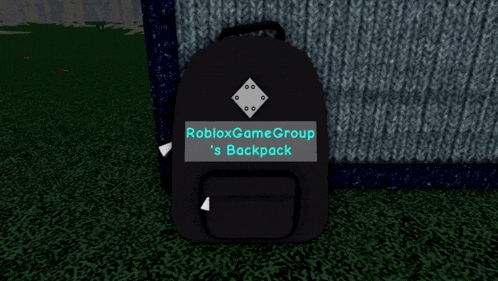 a black backpack that says robloxgamegroup 's backpack