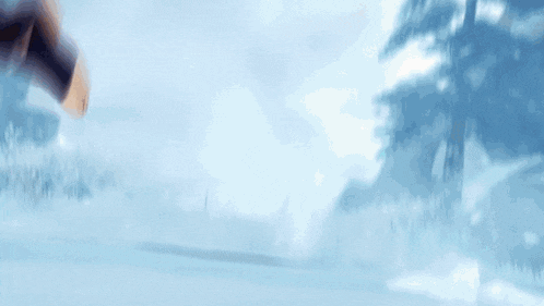 a cartoon character wearing a santa hat is in the snow