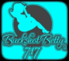 a logo for backshot betty 747 with a silhouette of a woman in a circle