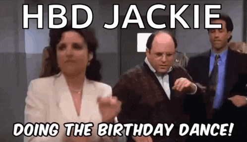 a man and a woman are doing a birthday dance in a room .