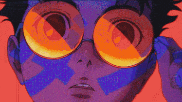 a close up of a person wearing a pair of glasses
