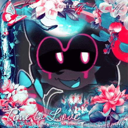 a picture of a cartoon character with flowers and the words " time to love "