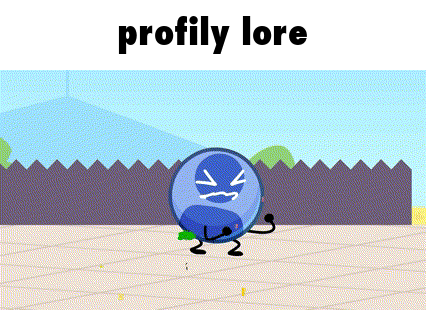 a cartoon of a blue ball with a face and the words profily lore