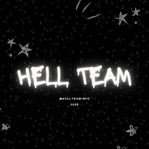 a black background with stars and the words hell team