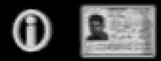 a black and white image of a circle and a square with a picture of a person on it .
