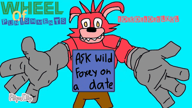 a cartoon of foxy holding a sign that says ask wild foxes on a date