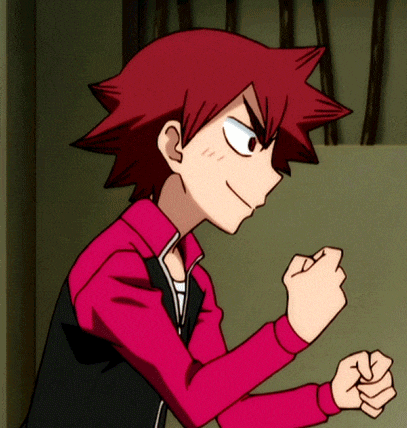 a cartoon character with red hair is wearing a pink jacket