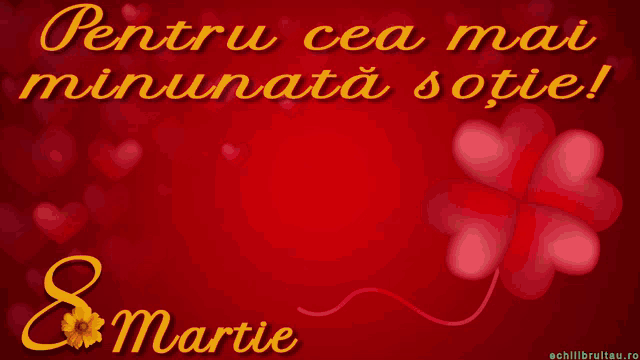 a red background with hearts and the words " la multi ani "