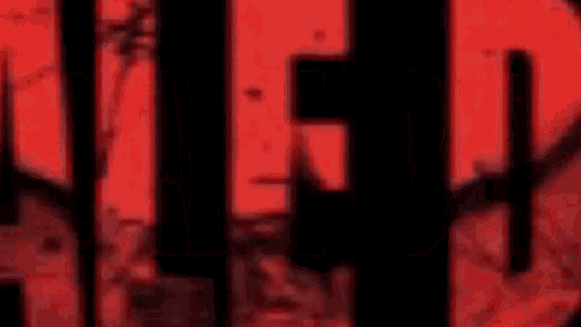 a close up of the word red on a black background