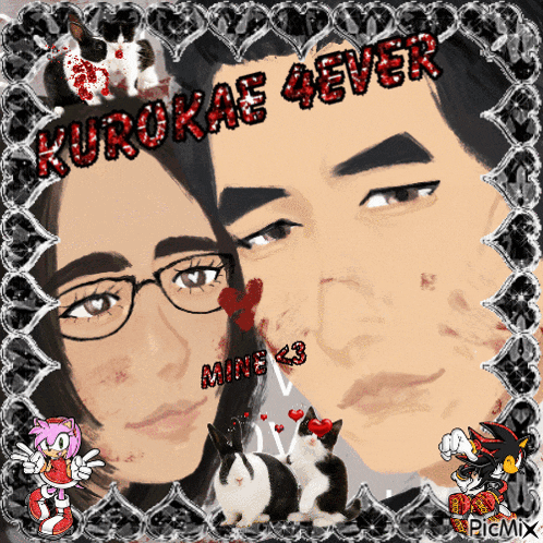 a picture of a man and a woman with the words kurokae 4ever