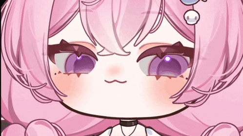 a close up of a girl 's face with purple eyes