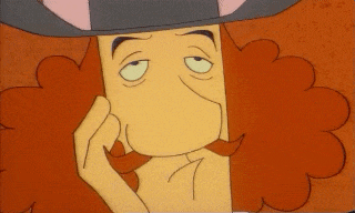 a cartoon character with red hair and a mustache is wearing a hat