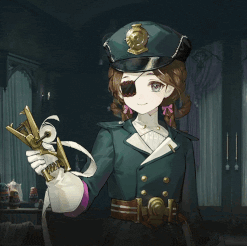 a girl in a police uniform holding a gun