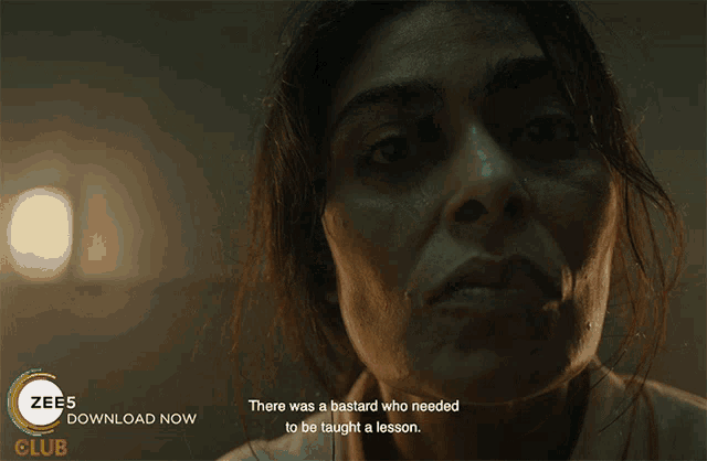 a poster for zee5 club shows a woman with a bloody face