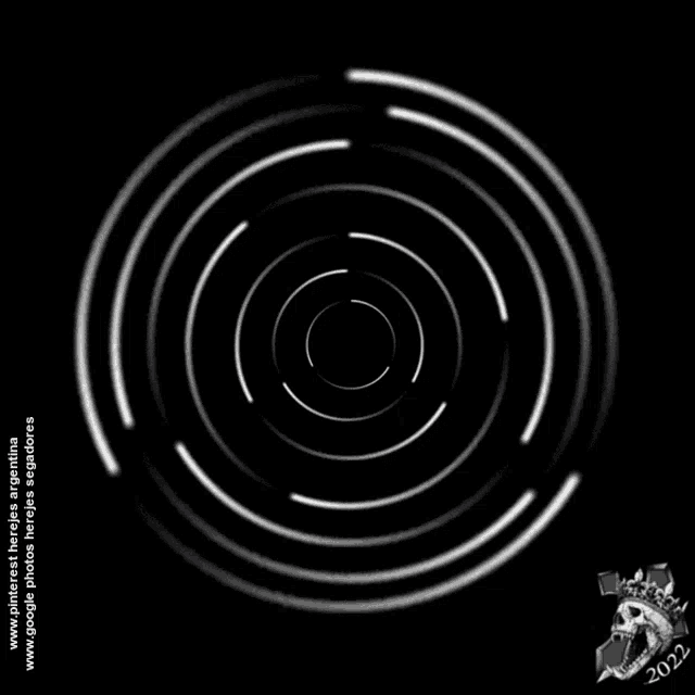 a black background with white circles on it and the year 2022